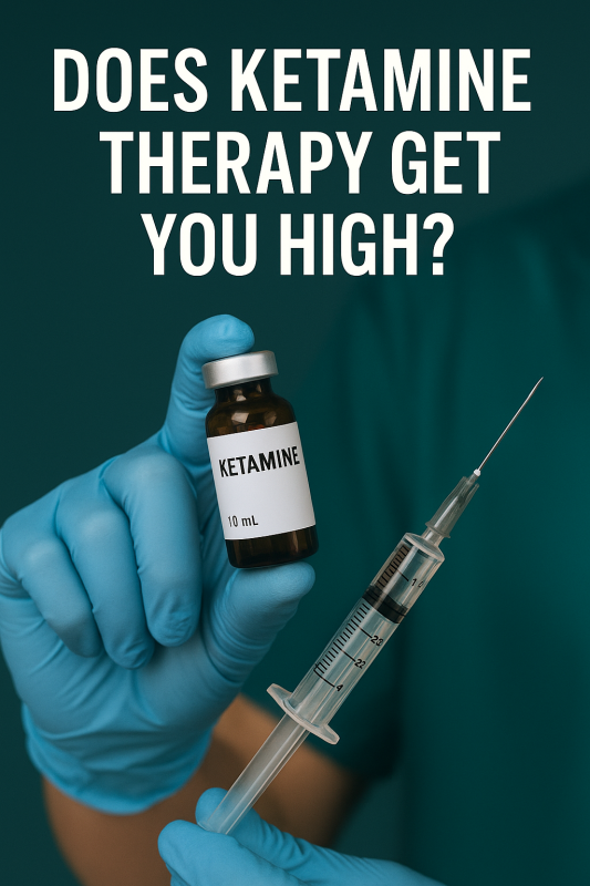display image for does ketamine get you high, showing s hand holding a ketamine vial and a syringe